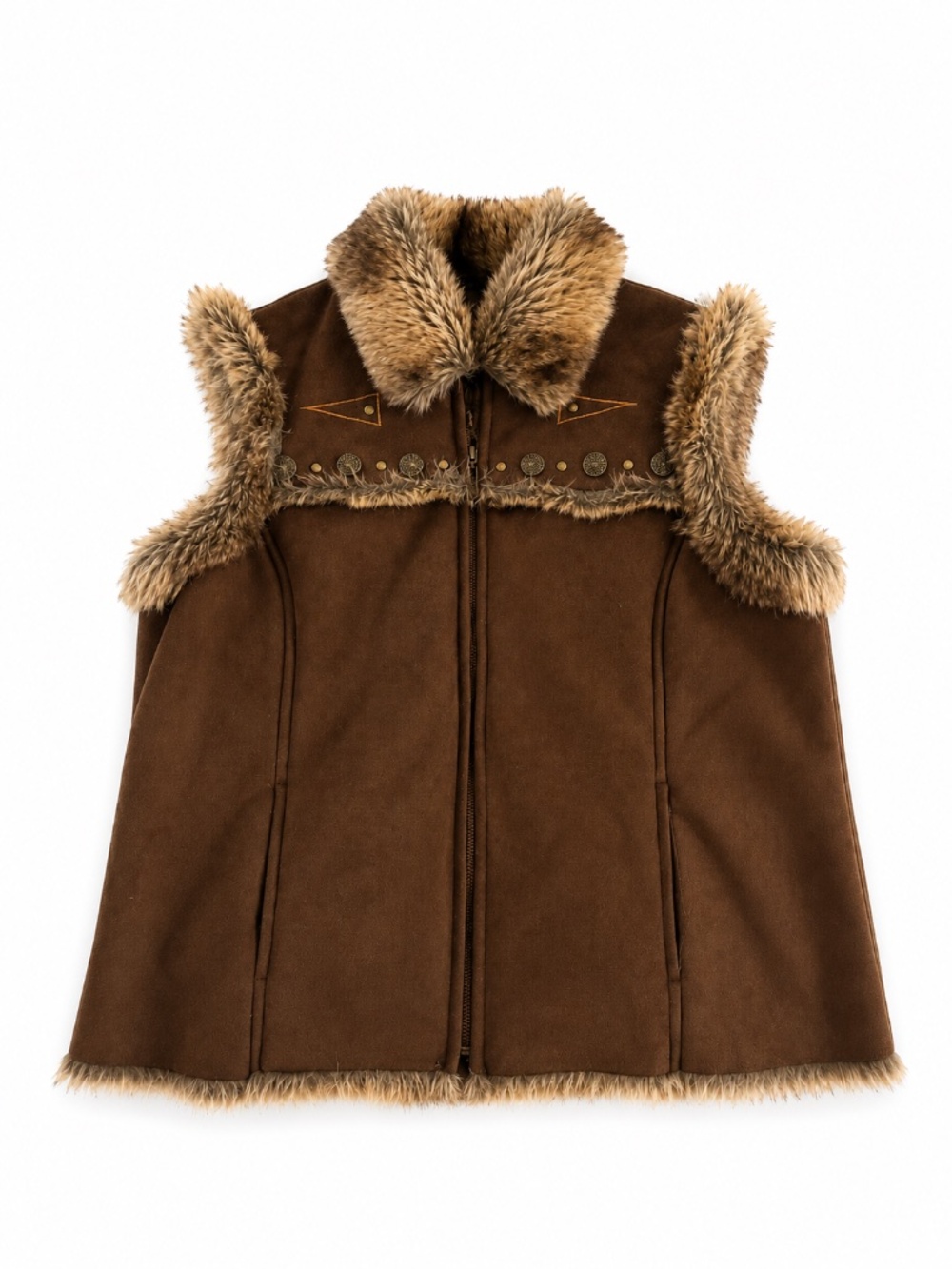 MontanaCo Faux Suede & Faux Fur Western Vest | XL | Butte Montana | Excellent Co